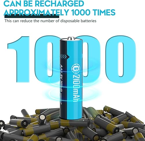 Miniatura 3 de Baterías de litio recargables USB de 1.5 V, tamaño AA, batería doble A de larga duración de 2100 mAh con cable de carga, paquete de 12