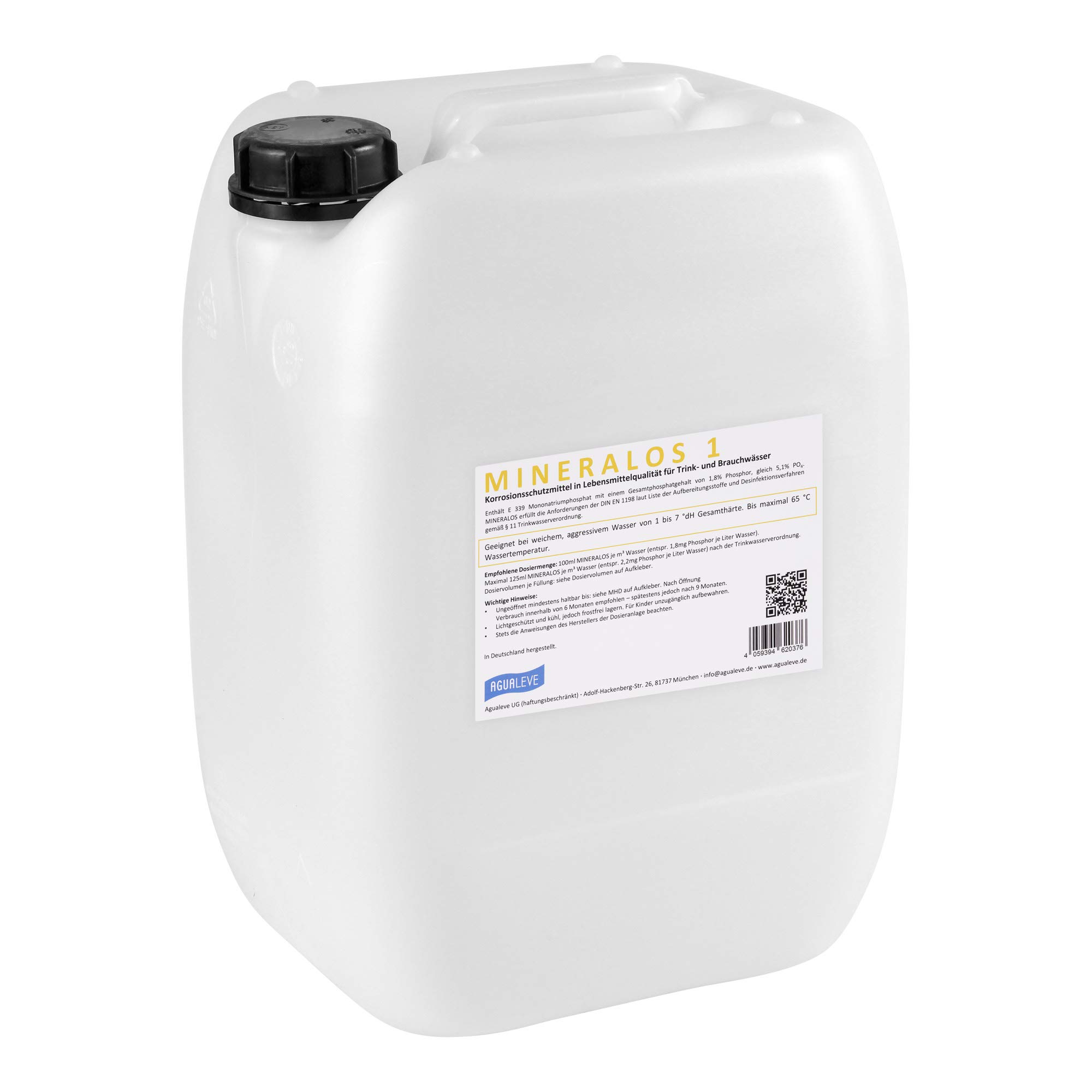 Agualeve MINERALOS 1 Dosierlösung 20 Liter (Alternative zu BWT Mineralstoff Cillit Quantophos F1 / Impulsan H1)