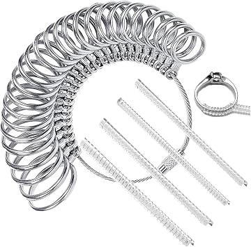 Ring Sizer & Adjuster Sets Smart Ring Size Measuring Tool with Magnifier, and 4 Sizes Silicone Ring Size Adjuster for Loose Rings