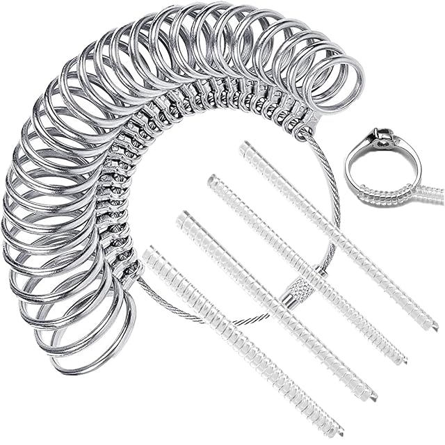 Ring Sizer Adjuster Sets Smart Ring Size Measuring Tool with Magnifier and 4 Sizes Silicone Ring Size Adjuster