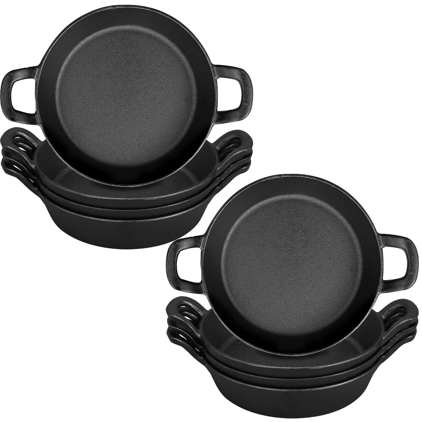 Mini Cast Iron Skillets Small Cast Iron Pan Ramekin Set Black Casserole Dish Cookware Oven Safe Mini Skillets for Kitchen Indoor Outdoor Picnic (6pcs, 16cm)
