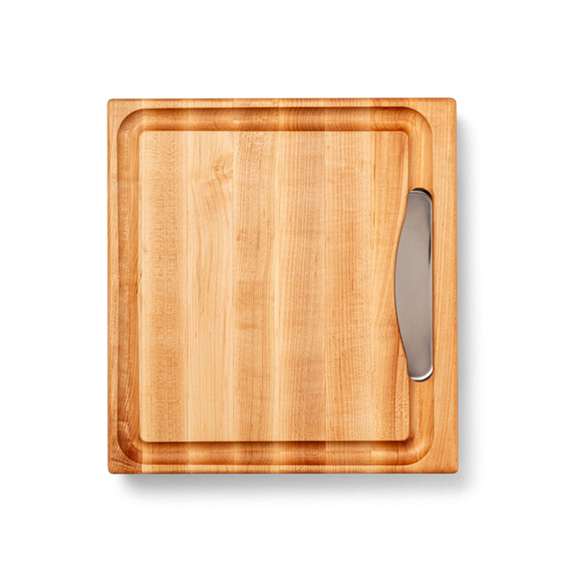 Boos Block John Newton Prep Master Large Maple Wood Cutting Board for Kitchen, 15 Inches x 14 Inches, 2.25 Inches Thick Reversible Edge Grain with Juice Groove & Stainless Pan