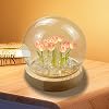 Tulip Lamp Night Light, Tulip Flower Lamp with with Glass Dome Cute Flower Fairy Lights Handmade Artificial Flower Table Lamp Room Decor for Women Girlfriend Christmas Birthday GiftPink [Energy Class A]