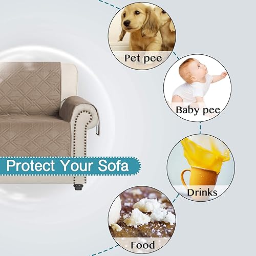 Miniatura 5 de Flamingo P Funda de sofá 100 % impermeable para sala de estar, fundas de sofá para 3 cojines para perros, ancho de asiento de hasta 78 pulgadas,