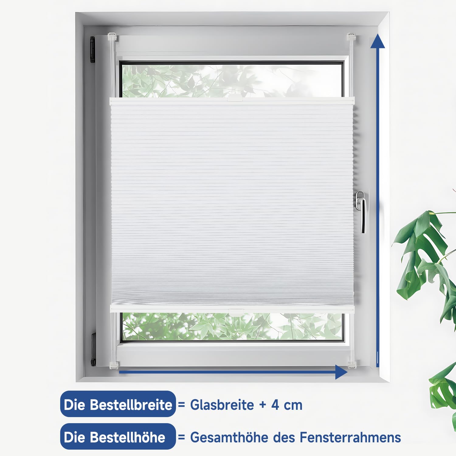 Sekey Roleta plisowana o strukturze plastra miodu, bez wiercenia, 100% zaciemniająca, nieprzejrzysta, Klemmfix, szyna aluminiowa, do wyboru w kolorze białym i szarym, 70 x 200 cm (szer. x wys.)