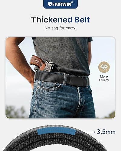 Miniatura 6 de FAIRWIN Cinturones de rátchet para hombres - Cinturón de red de nailon para golf táctico, trabajo casual, con correa ajustable de rátchet con hebilla