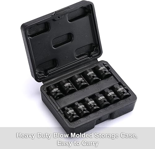 Miniatura 7 de CASOMAN 3/8-inch Drive Pipe Plug Socekt Set, SAE, CR-MO, unidad cuadrada macho cónica, unidad cuadrada hembra biselada, conjunto de 11 piezas