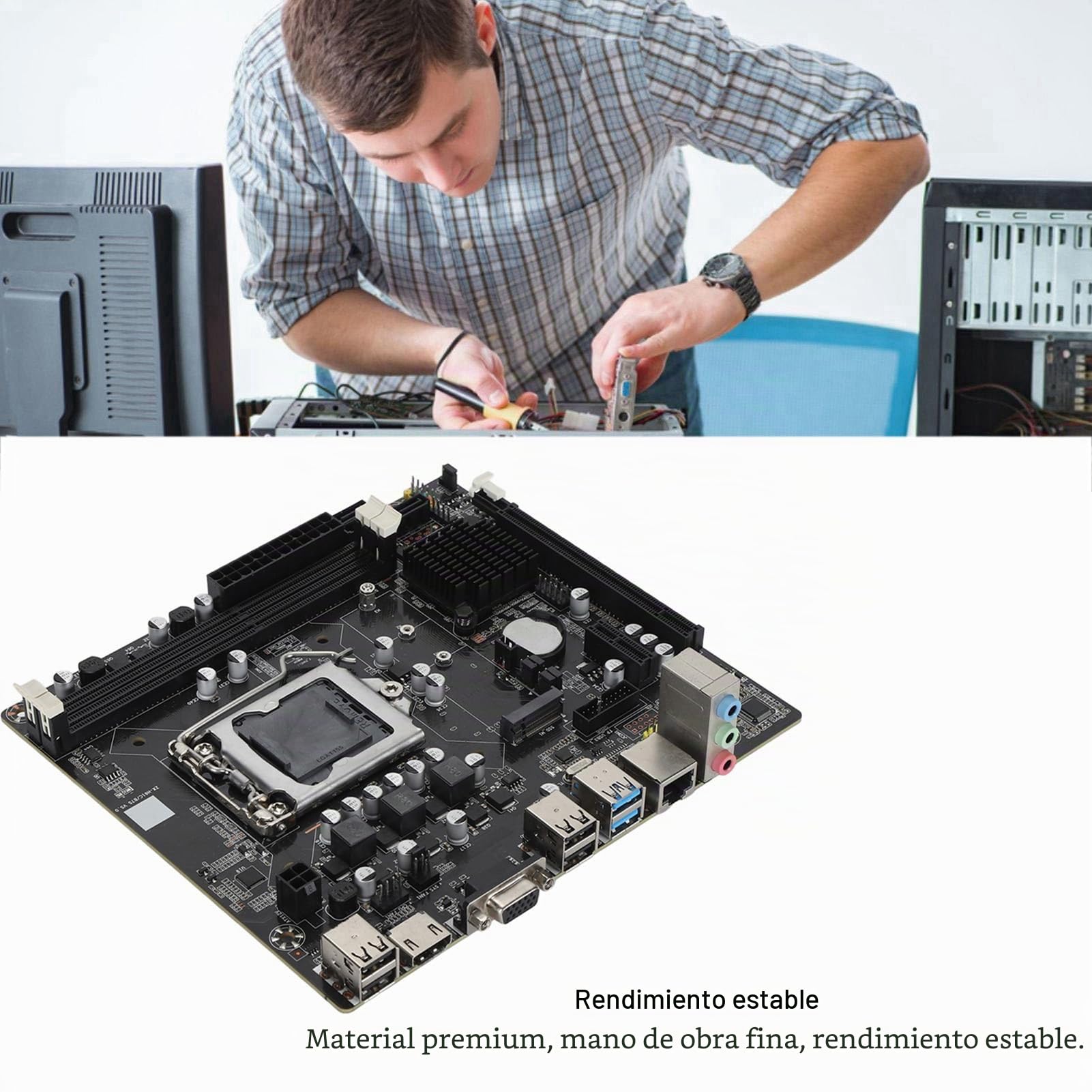 Placa Base para Juegos de Computadora, Placa Base para Juegos de Doble Canal LGA DDR3 de 1155 Pines con 4 Puertos USB2.0 2 USB3.0 SATA2.0