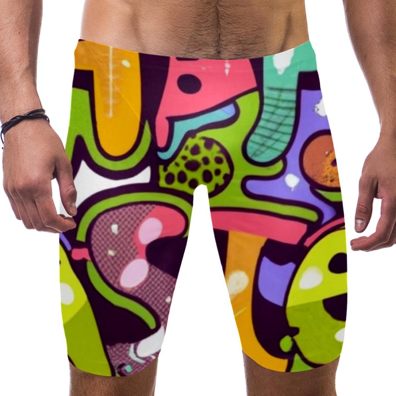 Happy Easter Swimsuit for Men & Boys,Competition Lap Swim Suit, Square Leg Endurance Training Multicoloured