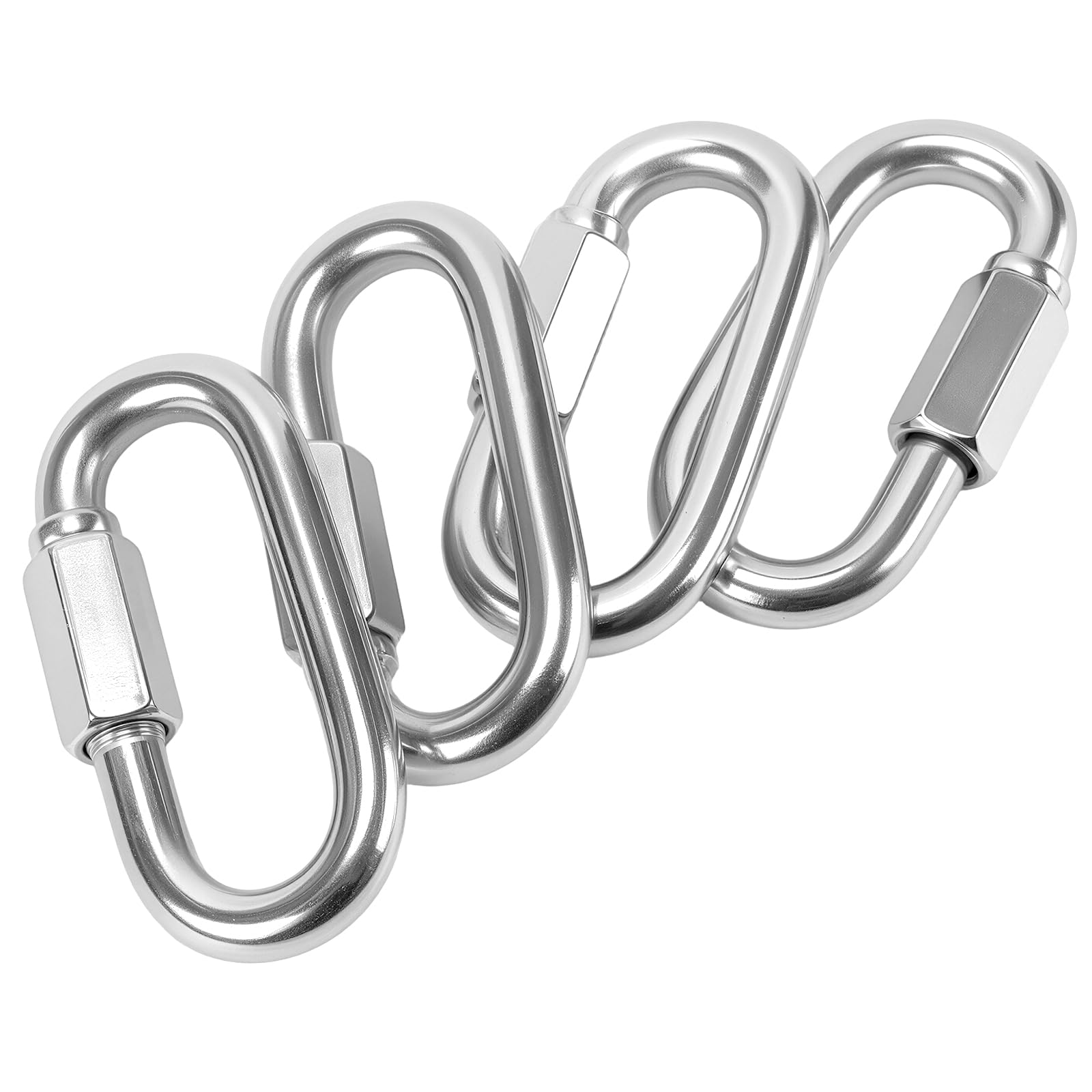 Lot de 4 mousquetons à visser M10 en acier inoxydable - Maillon de chaîne M10 - Charge maximale : 1000 kg - Mousquetons pour chaînes et applications industrielles