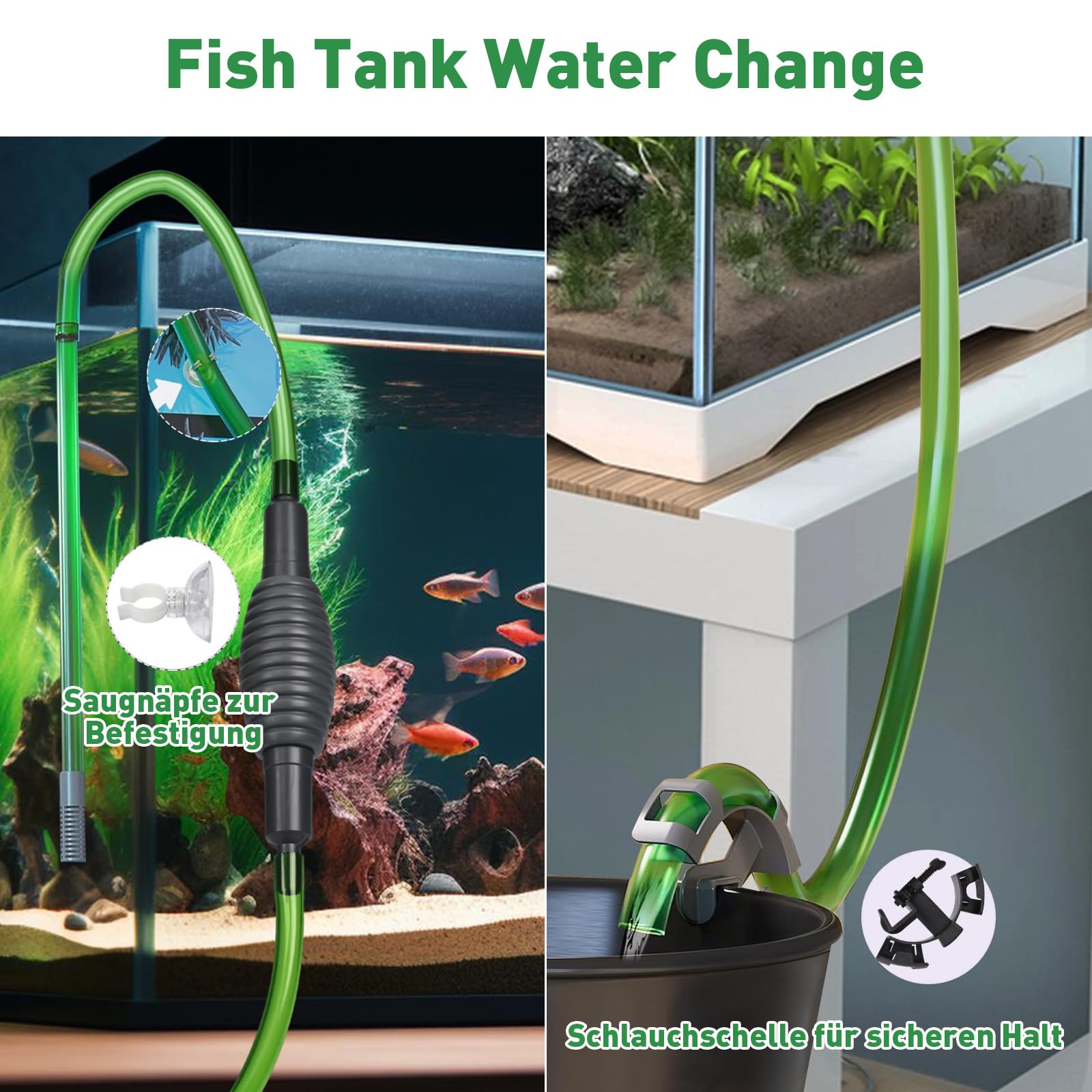 GuKKK Aquarium Wasserwechsler, Mulmsauger Aquarium, Handbetriebener Aquarium Reiniger, Reinigung Sand Filter Fisch Tank Kiesfilter, Aquarium Filter für Wasserwechsel und Filter Sandreinigung