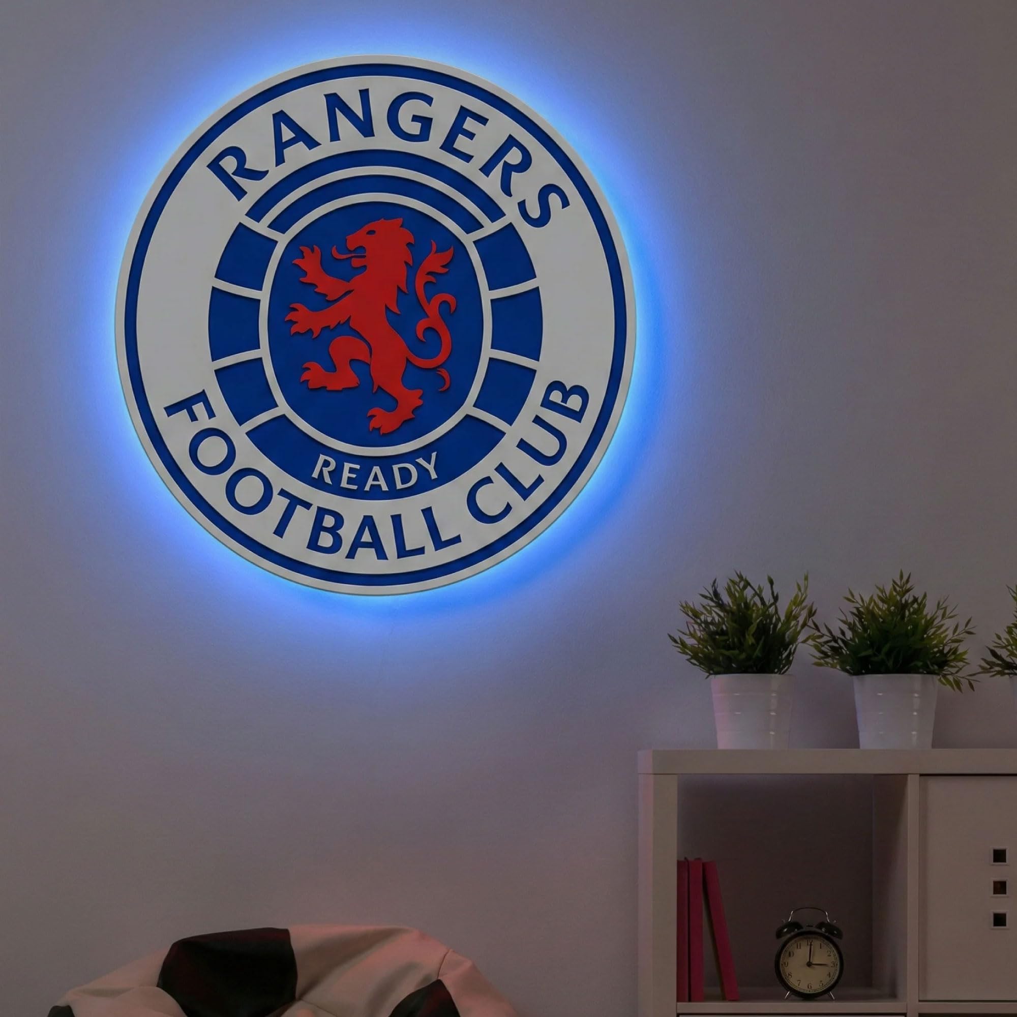 Themed Multicolour Rangers Fc Crest Led Backlit Wallpop