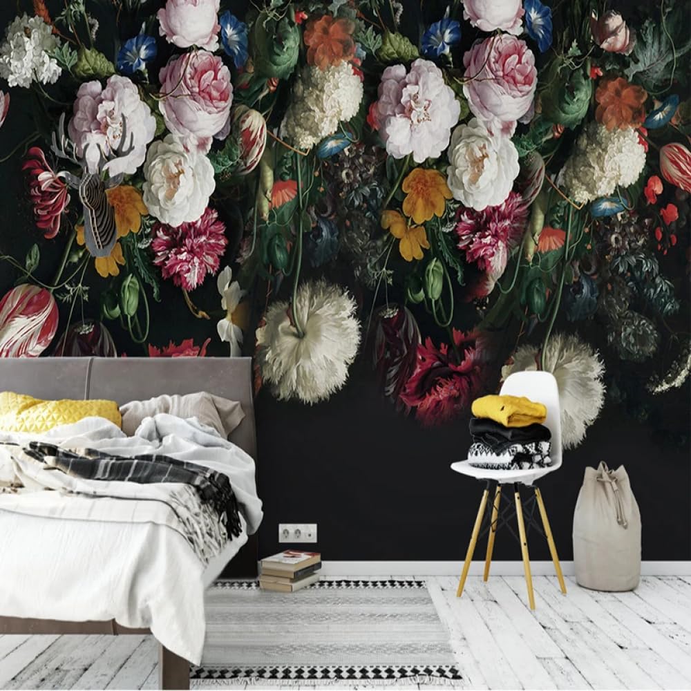 Papier peint photo 3D fleurs rétro pour créer une ambiance chaleureuse dans le salon