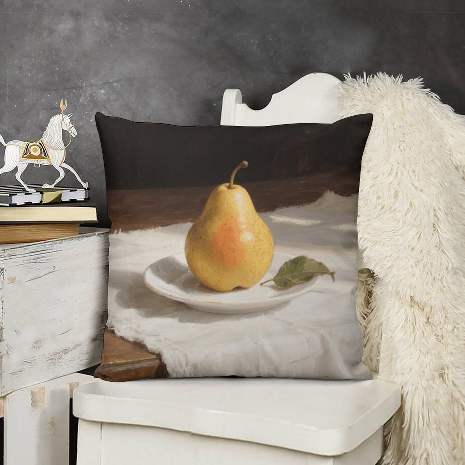 FodPand Boho Farmhouse Pear Pillow Covers with Hidden Zipper 24x24 Soft Plush Cushion Cover Decorative Throw Pillow Cases for Couch Bed Sofa Living Room Indoor Outdoor Home Decor