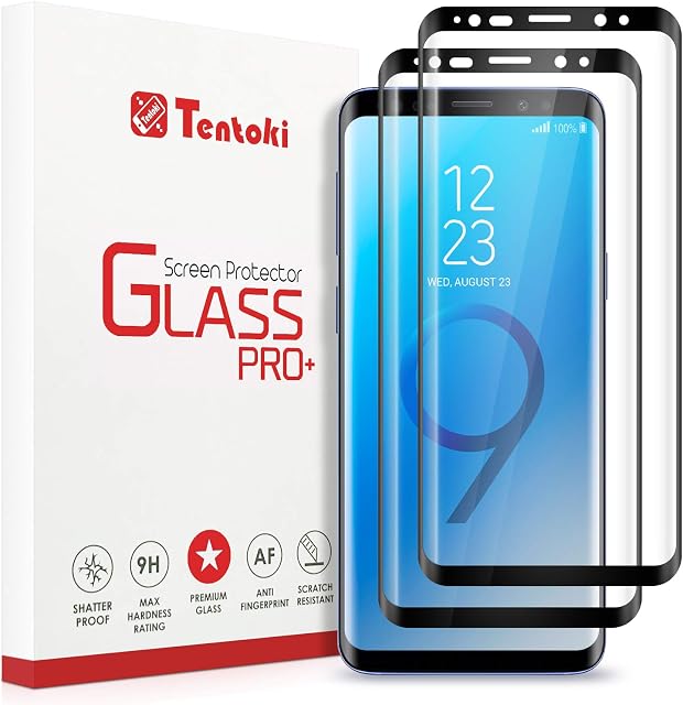 Tentoki Screen Protector Compatible with Samsung Galaxy S9, [2-Pack] HD Full Coverage Tempered Glass Screen Protector for Samsung Galaxy S9