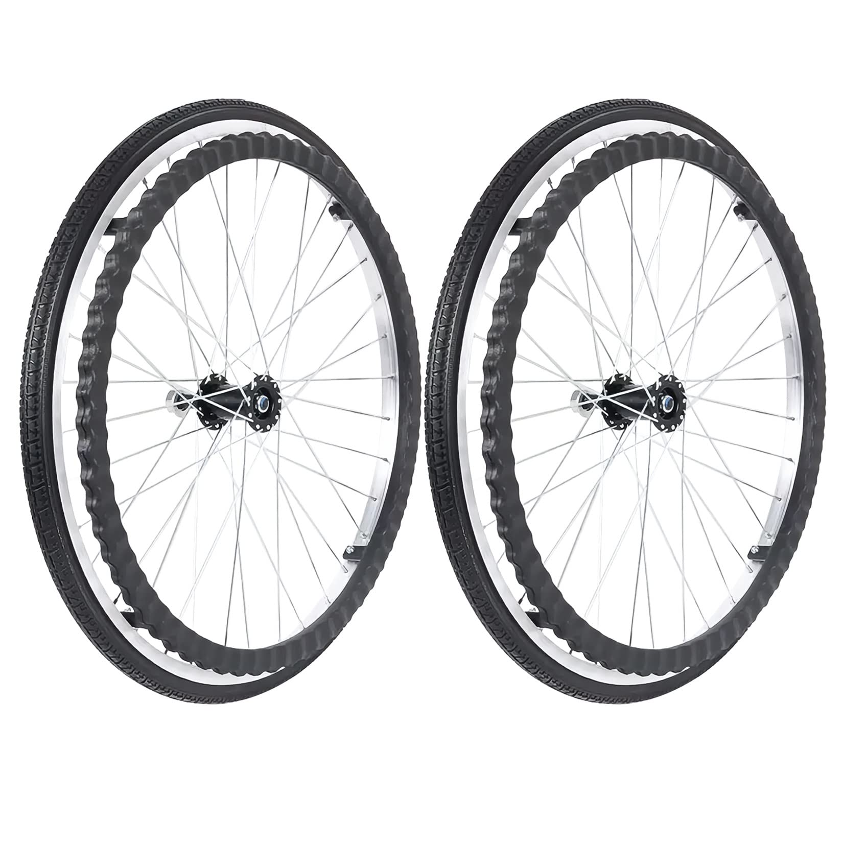 Ruedas de Repuesto para Silla de Ruedas de 24 Pulgadas (2 Unidades), sólidas, para vehículos (Color: Negro, tamaño: 2)