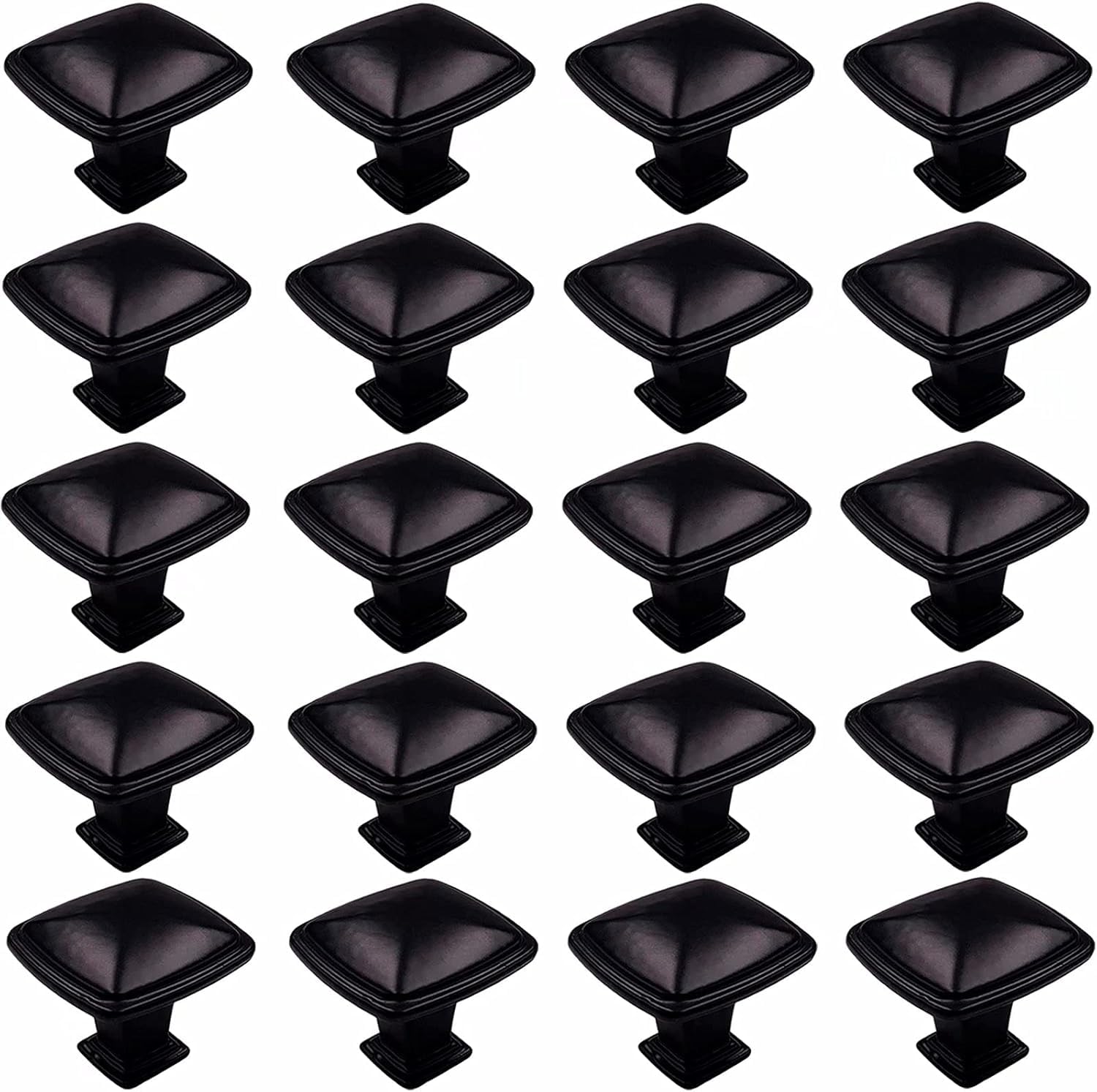Poignées de tiroir de cuisine noires en aluminium : lot de 20 boutons de porte d'armoire