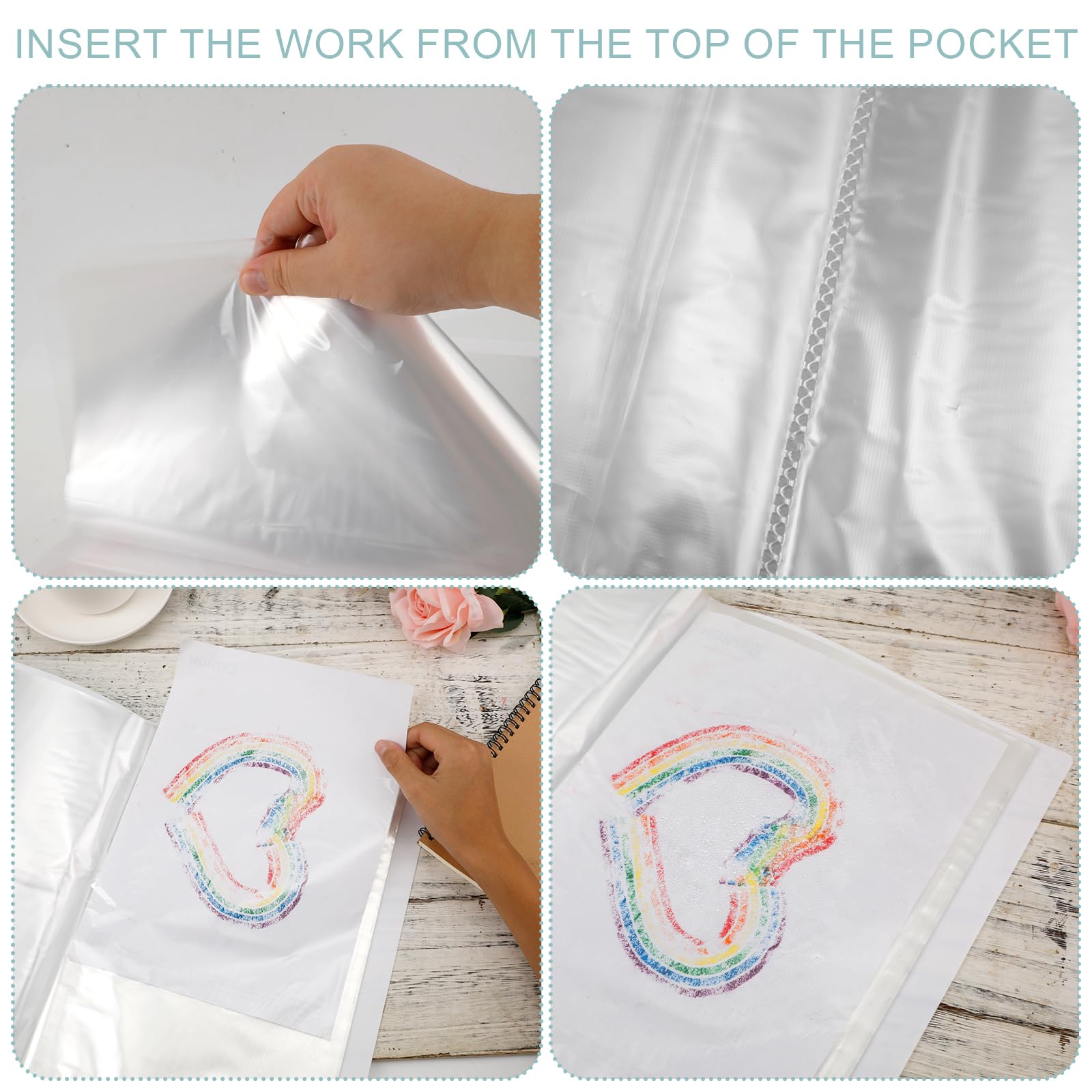 Motivo Dinosauro Cartella con Buste, Disegni per Bambini Pittura Portfolio Disegni con Copertina Cartella Portfolio con 40 Tasche Raccoglitore per Collezionare Dipinti