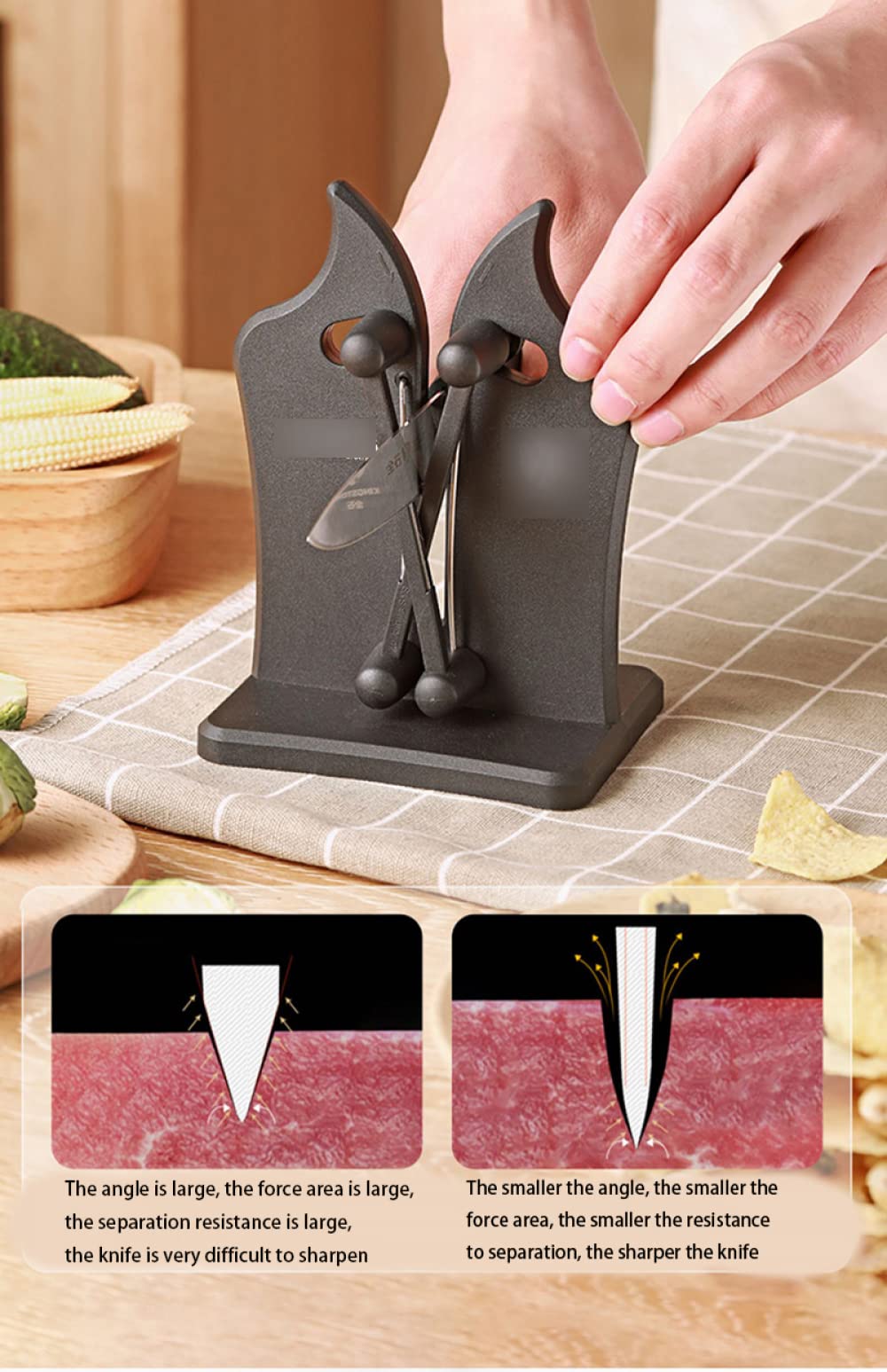 ARKEM Afilador De Cuchillos - Afiladores De Carbono De Alta Dureza, Afiladores RáPidos De Ajuste AutomáTico Para El Hogar, Afiladores De Cuchillos De Cocina De Doble Cara