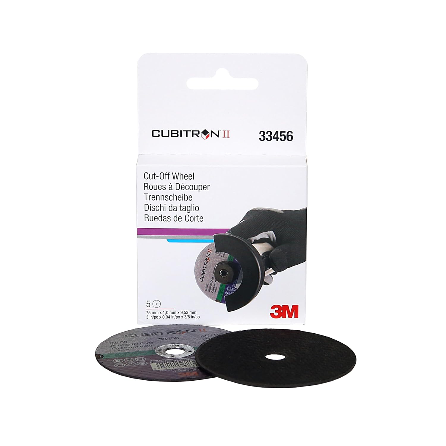3M Cubitron II Cut-Off Wheel 33456, High Performance, Fast Cutting, Long Lasting, 3 in x .04 in x 3/8 in, Wheels/Carton