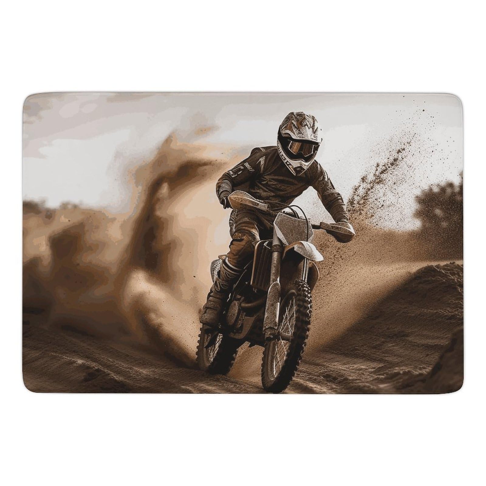 Tapis motocross velours corail pour décorer un salon de passionné
