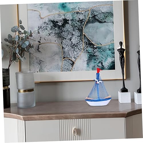 Miniatura 4 de HEALEEP 4 piezas de estilo mediterráneo Mini Dhow Row Boat Gift Ornaments Nautical Party Favores Mini Ornamento Casa Regalos de Madera Barco Velero