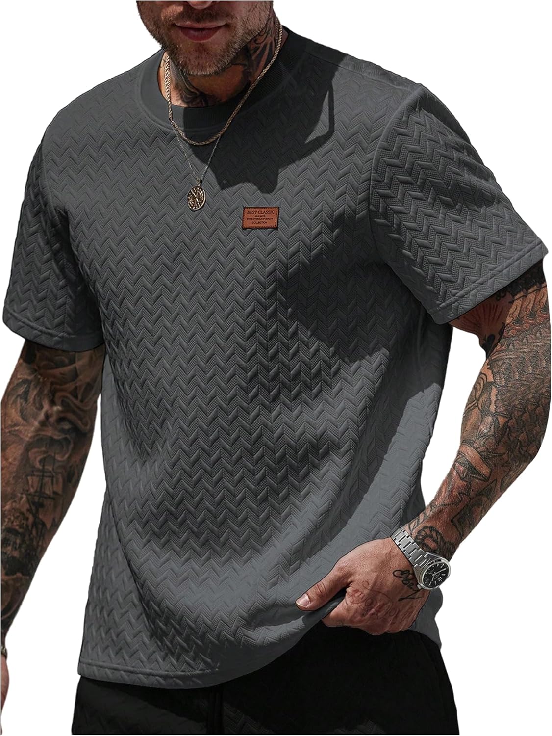 SOLY HUX Men's Casual T Shirts Summer Classic Tees Crewneck Short Sleeve Textured Tee Shirts