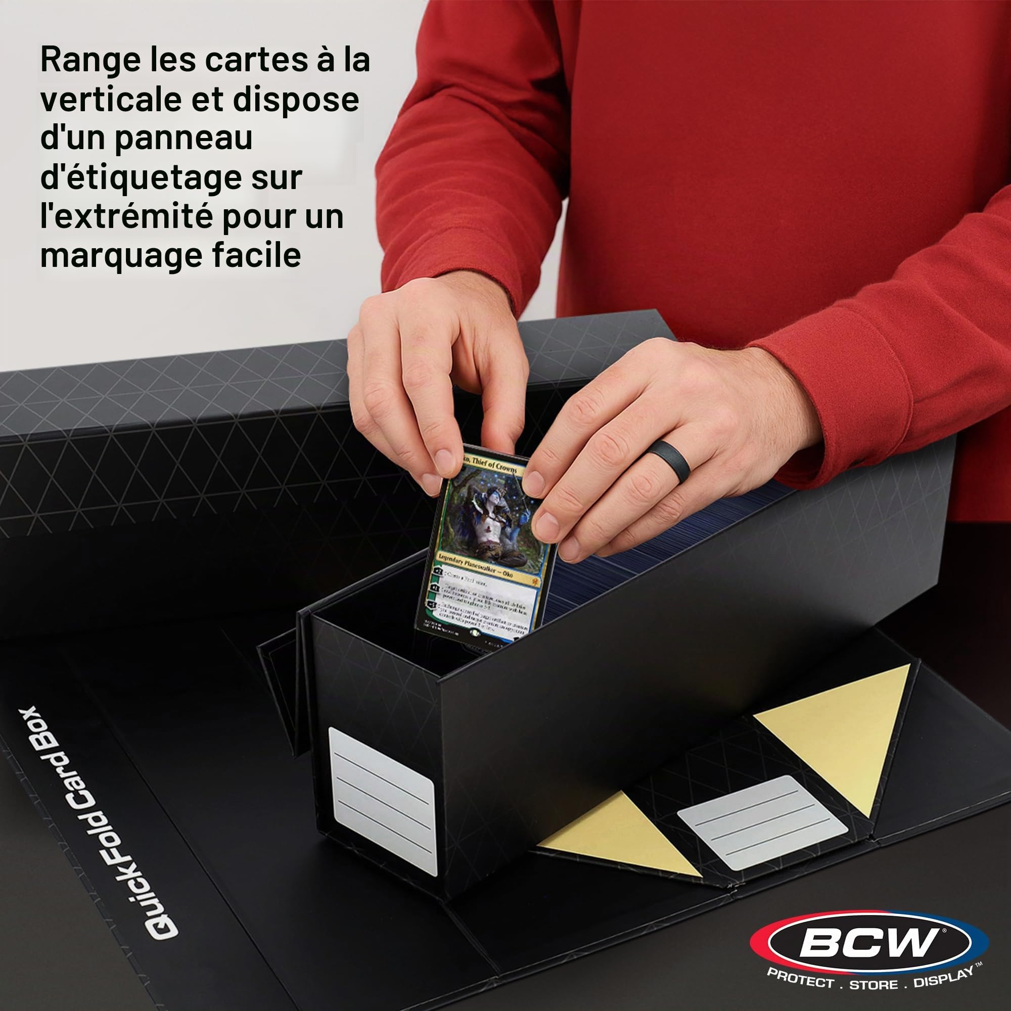 BCW QuickFold Lot de 3 boîtes de rangement pour cartes à fermeture magnétique pouvant contenir 850 à 1 200 cartes chacune – Convient aux chargeurs et aux porte-cartes magnétiques – Facile à assembler
