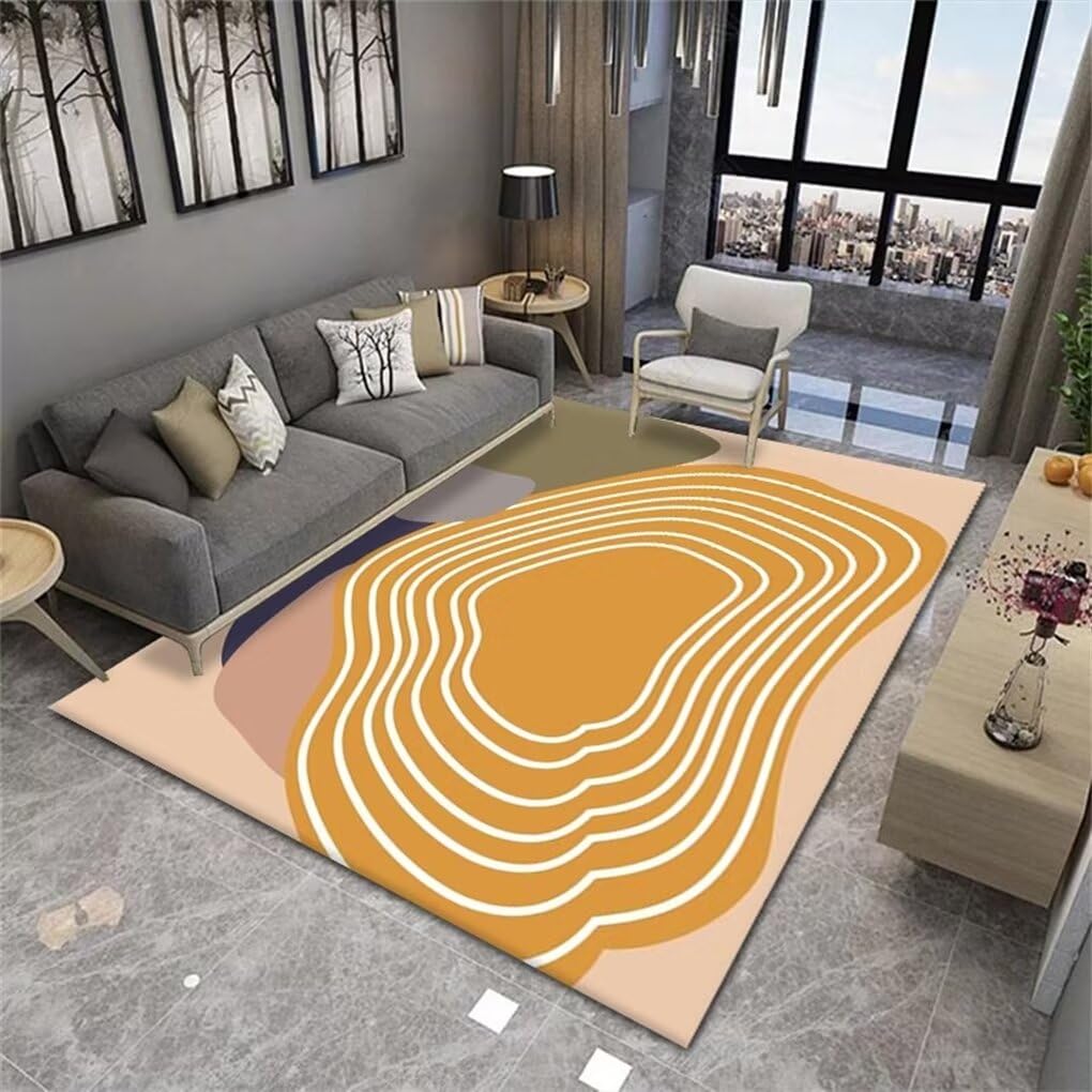 Tapis jaune salon à motif abstrait pour réveiller la décoration d'une chambre d'ado