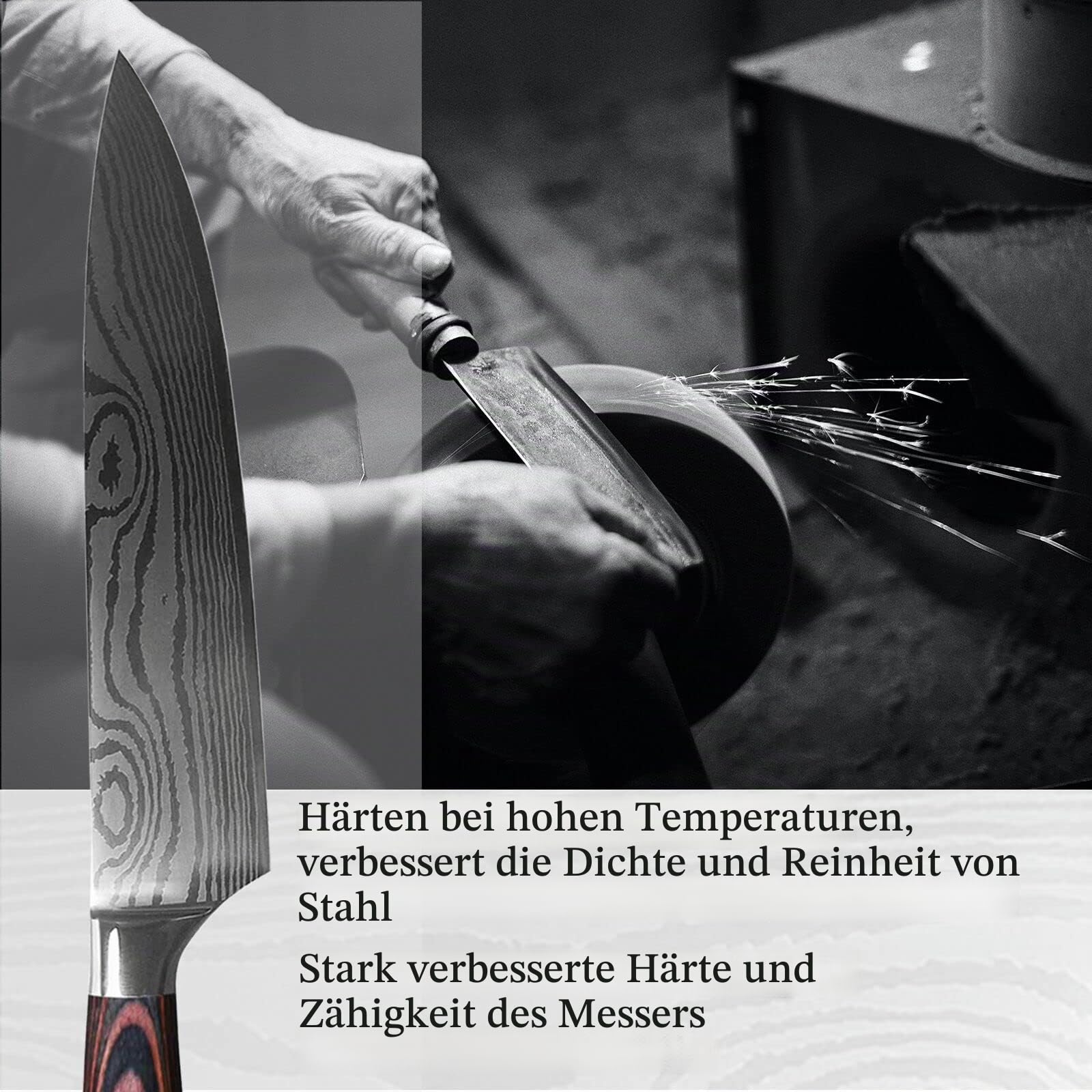 Messerset 10-tlg Küchenmesser Set aus Hochwertigem Edelstahl, Ultra Scharfes Messer set mit Ergonomischer Griff, Geschenkbox, sehr geeignet für Haus und Restaurant Kochen