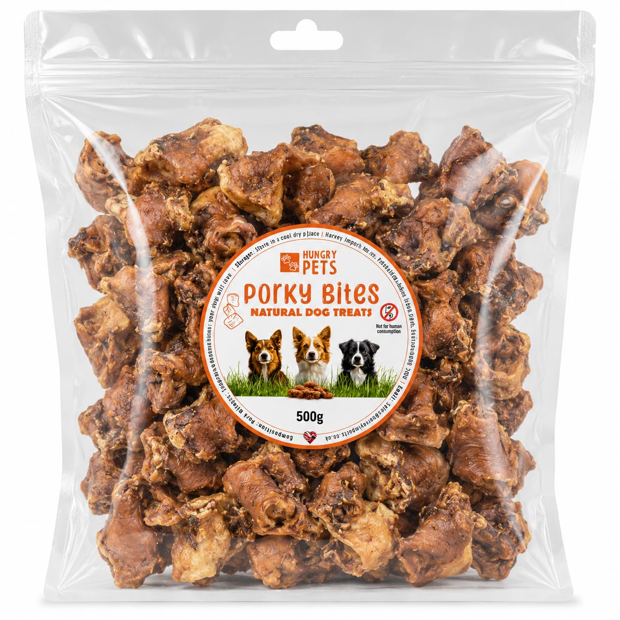 Porky Bites, Pig Inner Ear, Natural Dog Treat (500g)