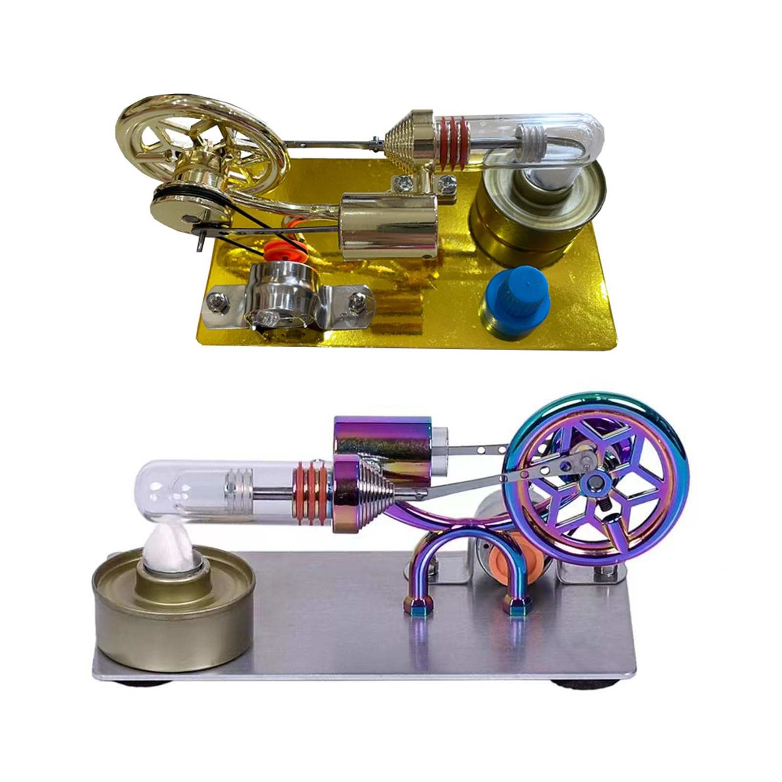 Temperatur Stirlingmotor, zusammengebauter Stromgenerator, Wärmeexperiment, Generatormodell mit Schwungrad Designs, Flugzeugmodell, Stirlingmotor, Lernspielzeug, Dampf Wärme Erziehung