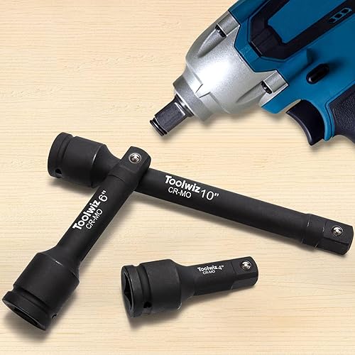 Miniatura 5 de Toolwiz Barra de extensión de impacto de 34 de pulgada de 4 pulgadas, 6 pulgadas, 10 pulgadas (3 piezas) de acero Cr-Mo, amplía la gama de