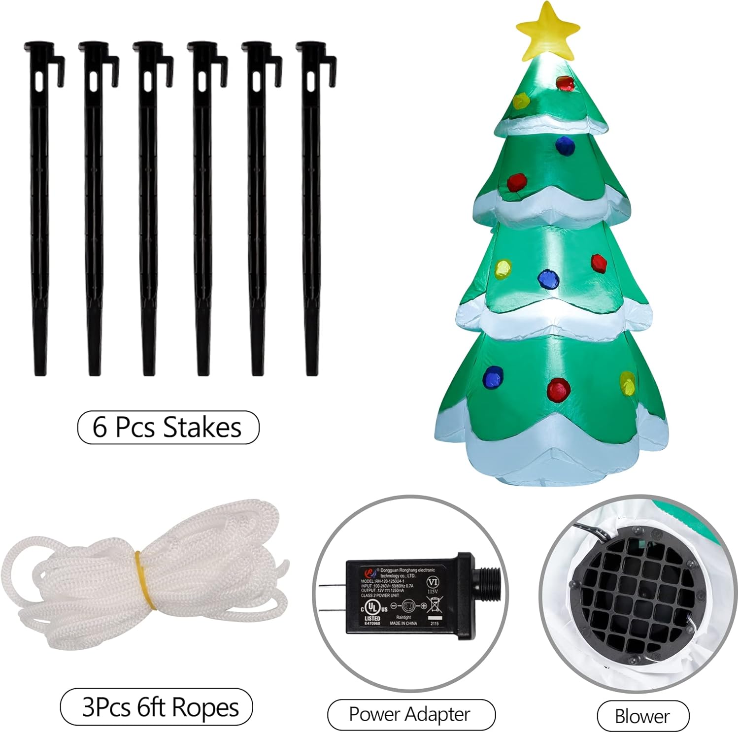 DR.DUDU 5 FT Inflatable Christmas Tree, LED Light up Xmas Tree Blow up Decorations for Christmas Party Indoor Outdoor Yard Garden Lawn Holiday Party - Image 5