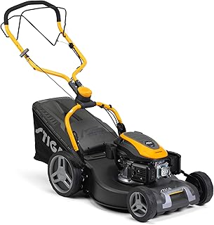 STIGA Combi 553 S Tagliaerba a trazione, piatto di taglio in acciaio da 51 cm, motore a scoppio da 166 cc, raccoglitore erba da 60 l, sistema di taglio 3 in 1, manubrio regolabile Fulcrum
