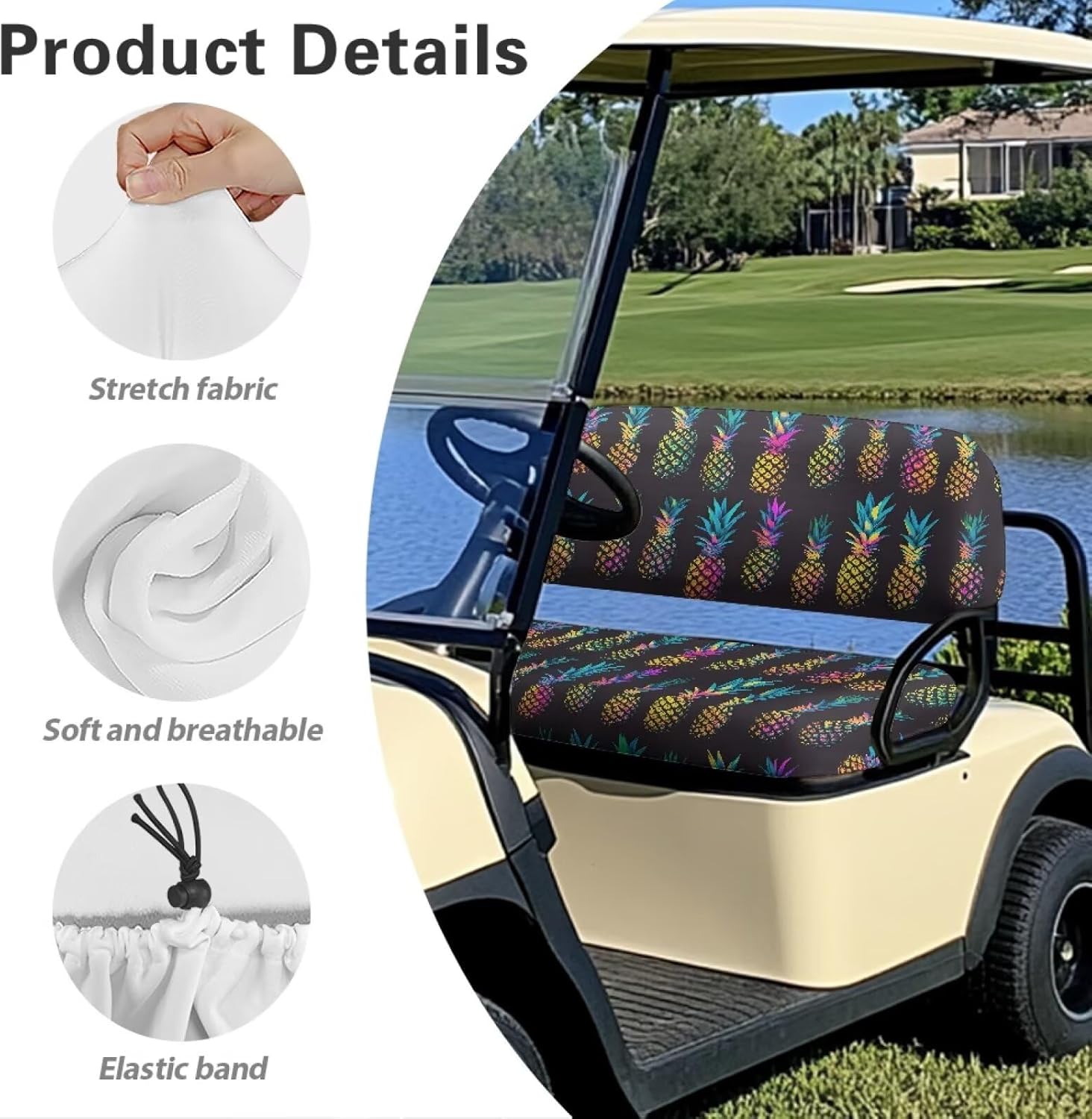 2 PCS Golf Cart Seat Covers Front Rear Seat Cover Set EZGO Seat Covers Golf Cart Seat Protector Machine Washable