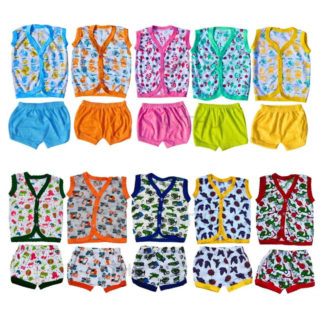 Baby Clothing 0 to 6 Months Soft Cotton Jhabla Set Combo (Pack of 10) Kids Dress Suitable for Girls and Boys|Trendy and Casual Clothes|Unisex |Multicolour Pack of 10-image-7