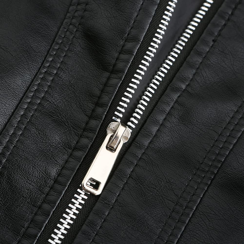 YYNUDA Giacca da donna elegante in ecopelle con zip su moto corta PU Moto Biker Outwear aderente cappotto sottile