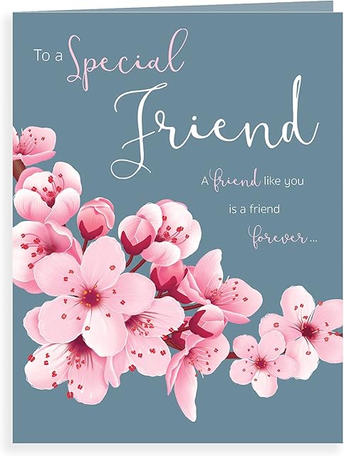 Luxury Beautiful Contemporary Special Friend Birthday Card - 8 x 6 inches - Koko Designs, K70021,pink|red|blue