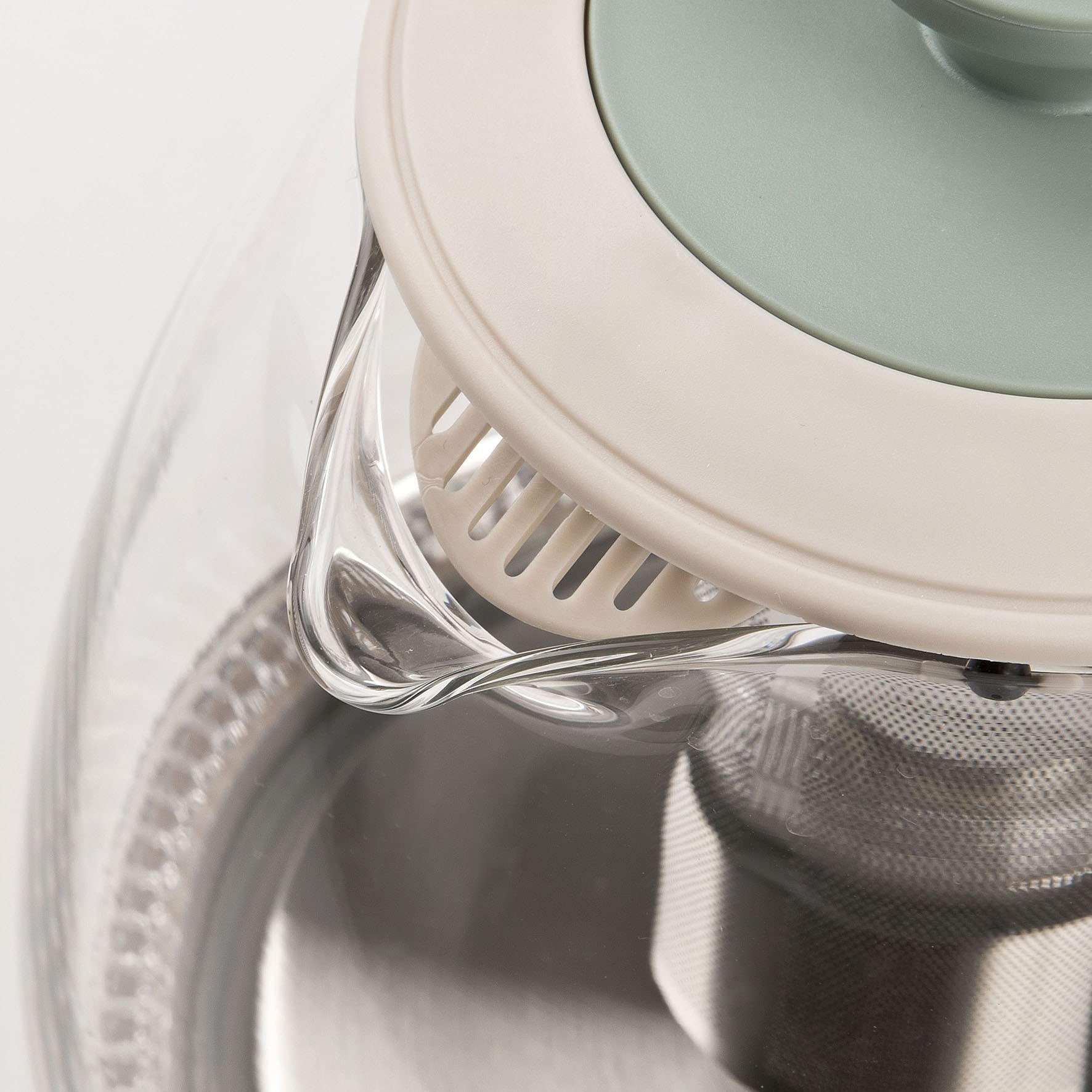 Girmi BL41 Bollitore + Tisaniera in Vetro, 1100 W, Filtro smontabile INOX, Resistenza di sicurezza, Base con rotazione 360°, Cordless 1 Litro, Verde acqua