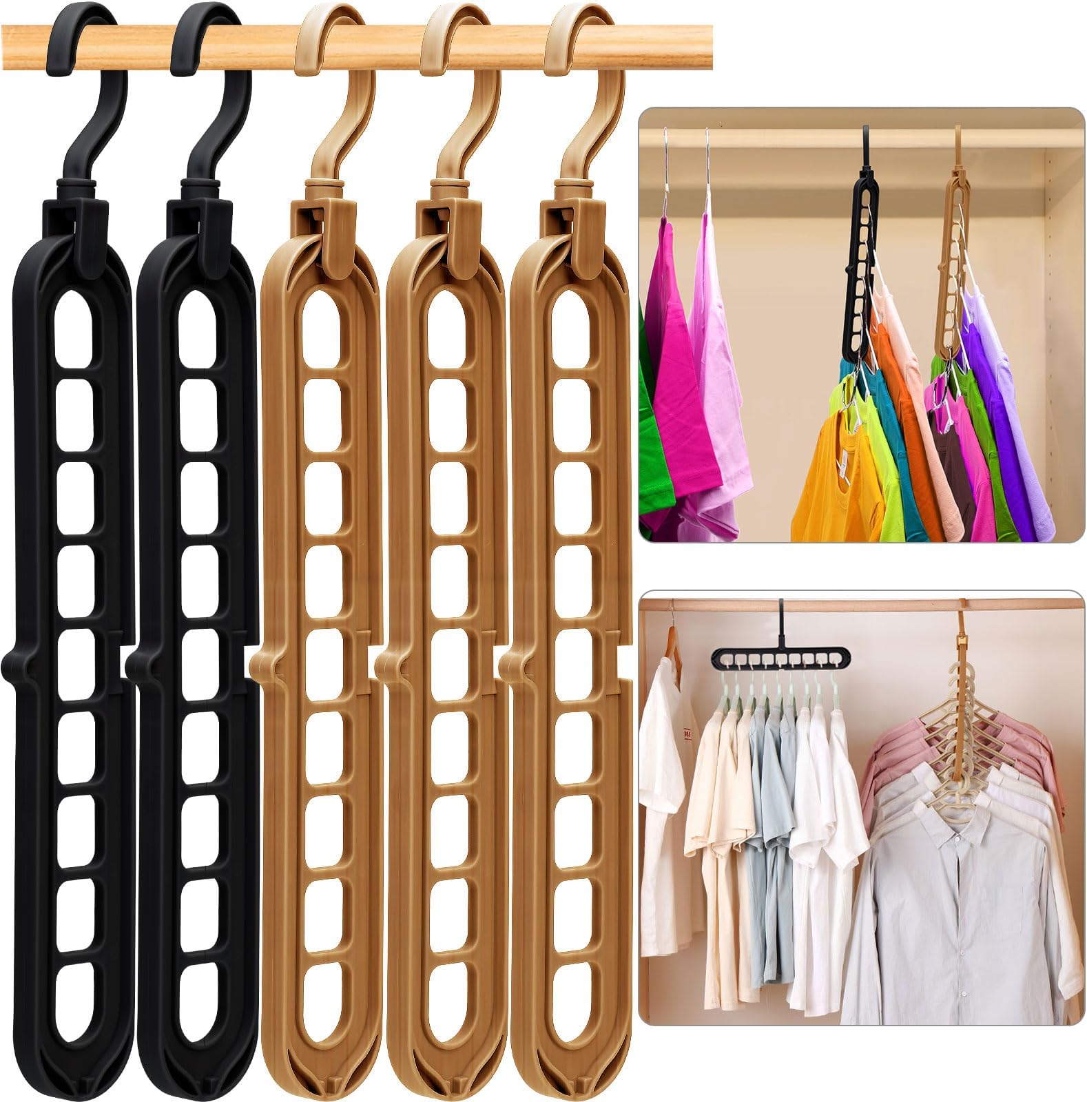 Closet Organizers and Storage,College Dorm Room Essentials, Multifunctional Organizer Magic Space Saving Hangers with 9 Holes Storage Organization for Wardrobe