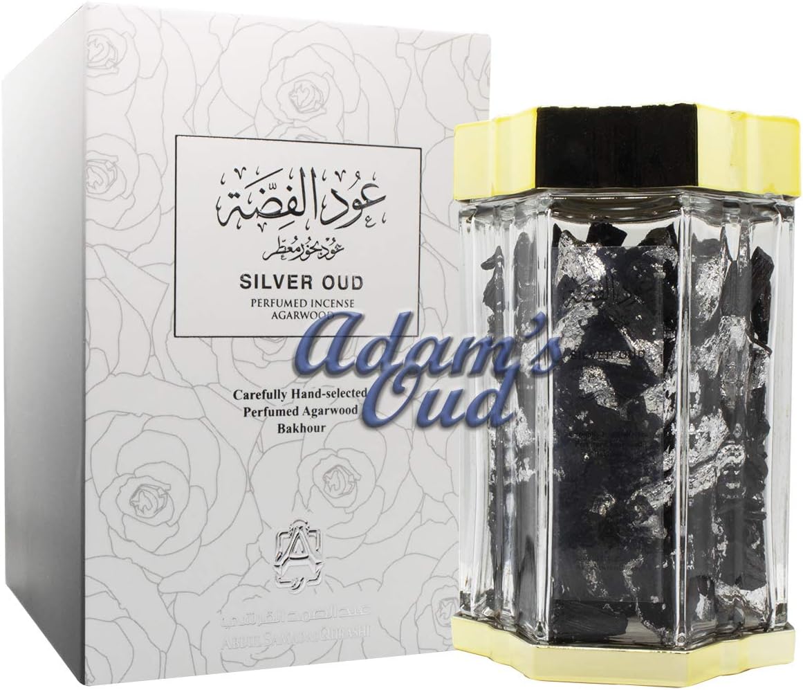 Abdul Samad al Qurashi Mouatar Silver Oud 50g Silver-Plated Perfumed Incense -Oudh Bukhoor Agarwood Bakhoor