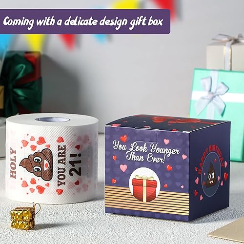 Miniatura 4 de Regalos de 21 cumpleaños para ella y él  Papel higiénico de broma feliz  Decoraciones de cumpleaños 21  Regalo de cumpleaños novedoso para niños,