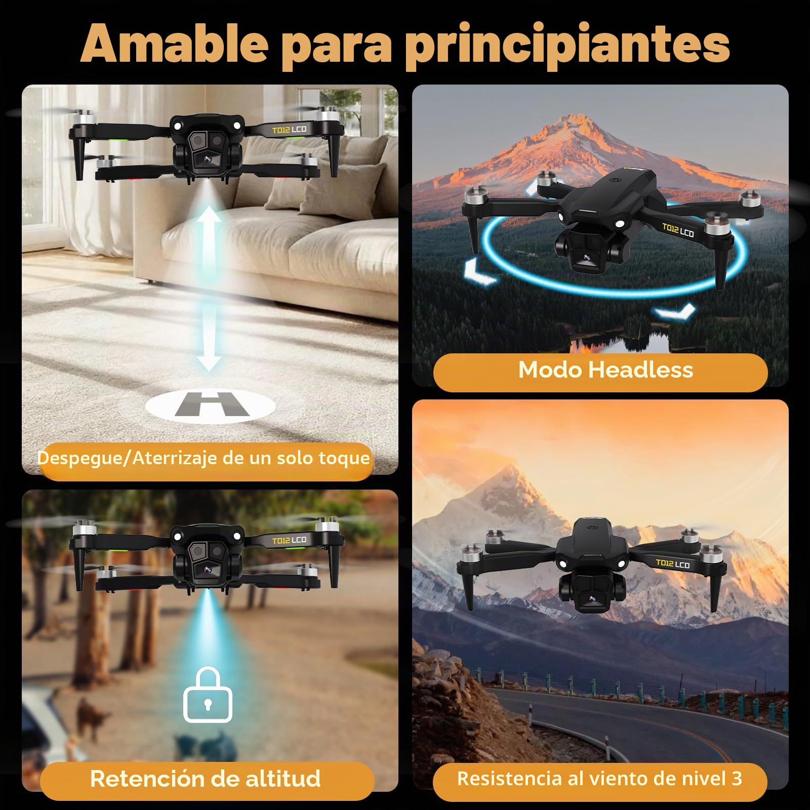 Toladrone TD12LCD Dron con Cámara para Adultos, Drones con Posicionamiento por Flujo Óptico, Motor sin Escobillas, Transmisión de Pantalla LCD, Plegable Drone para Principiantes, Menos de 249g