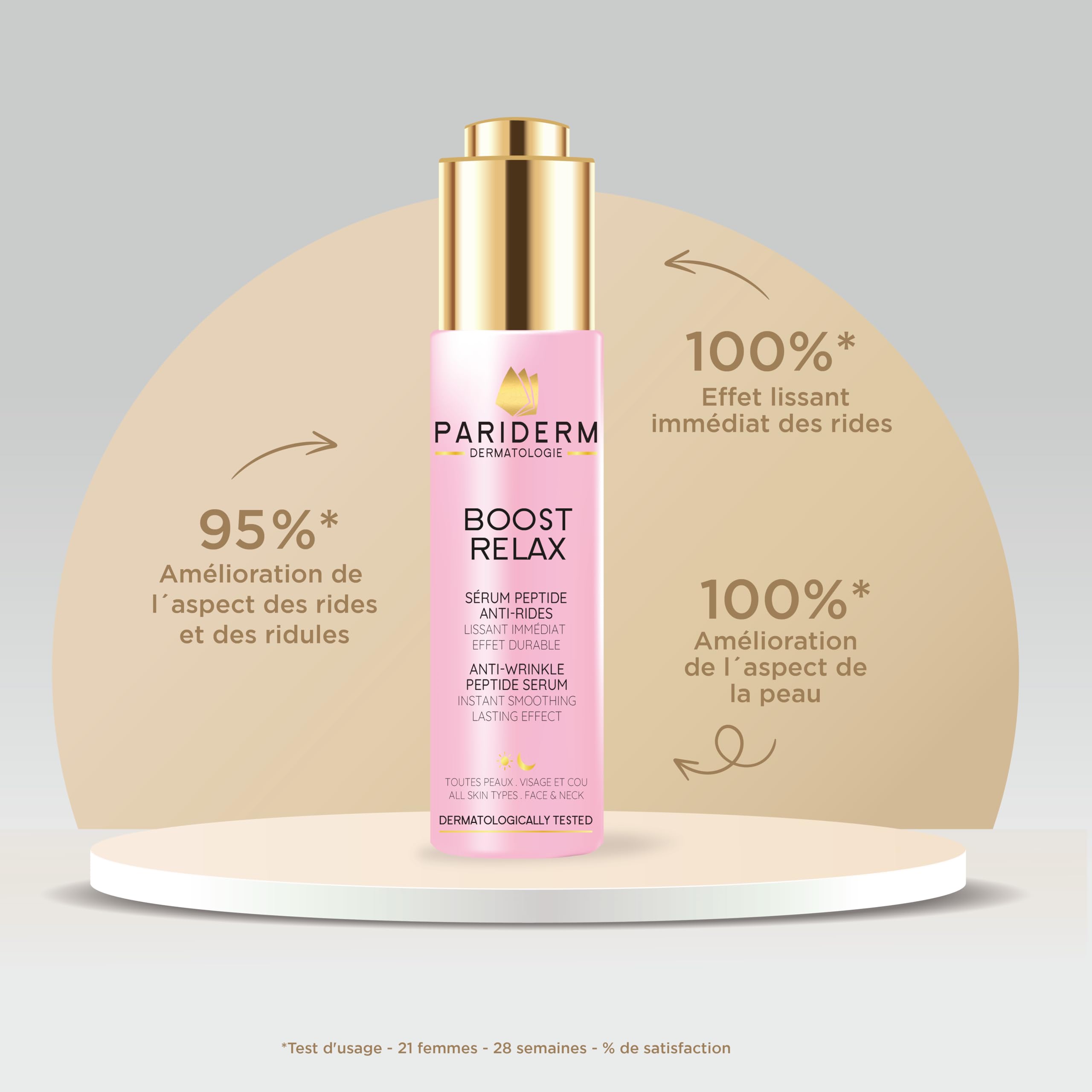 BOOST RELAX – Sérum peptide anti-rides – Lissant immédiat – Effet durable – Soin Visage Anti-âge – Pour tous Types de Peaux – 30 ml