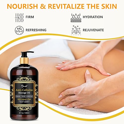 Miniatura 3 de Aceite de masaje anticelulítico para terapia de masaje, aceite reafirmante corporal 100% natural y puro para reducir la celulitis, reafirmar e