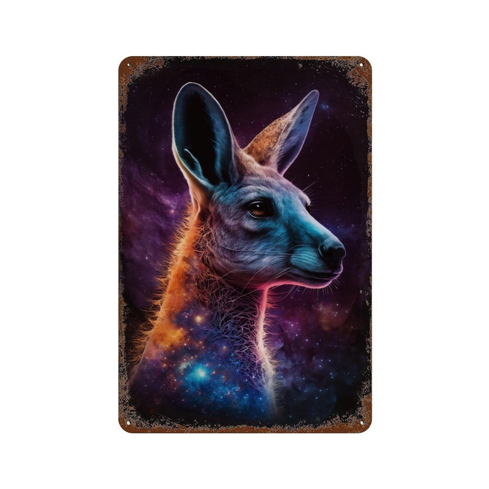 Garage Style Cosmic Kangaroo Portrait-10 Decorative Tin Sign 11.8"x7.9", Shabby Chic Decor for Bar And Workshop