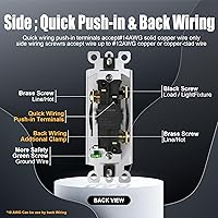 Vista 4 de ThunderWay - Interruptor de luz para decoración de 3 vías con placas de pared, 15 A 120/277 V, interruptores basculantes de pared Decora de tres