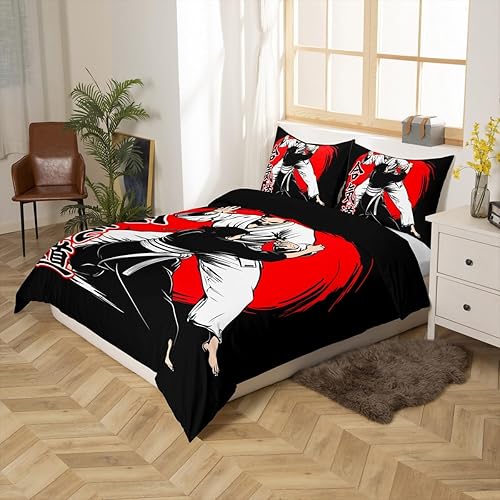 Miniatura 2 de Erosebridal Juego de funda de edredón japonesa samurái, funda de edredón de karate para niños, adolescentes, niños, jóvenes, cultura japonesa,