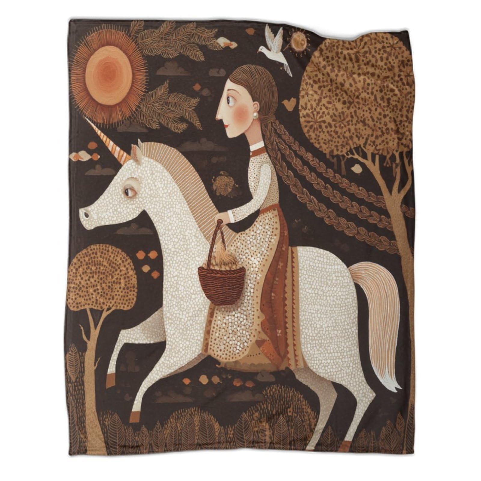 kaiyun Woman Carrying A Basket, Medieval Illustration Throws And Patchwork Quilts,40x50inch(100x130cm),Soft Blanket with Pattern
